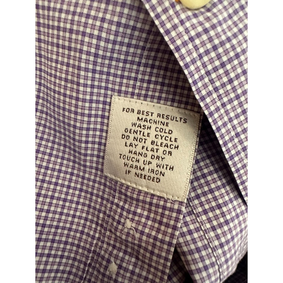 Peter Millar Button Down Shirt Plaid Checkered Long Sleeve Collared L Purple - Picture 7 of 8